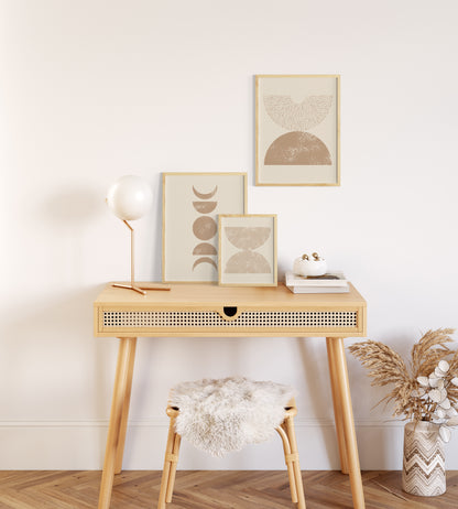 Boho Minimalist Abstract Wall Art Set, Neutral Scandinavian Apartmen Wall Decor, Digital Download Set of 3 Posters, Beige and Earth Prints