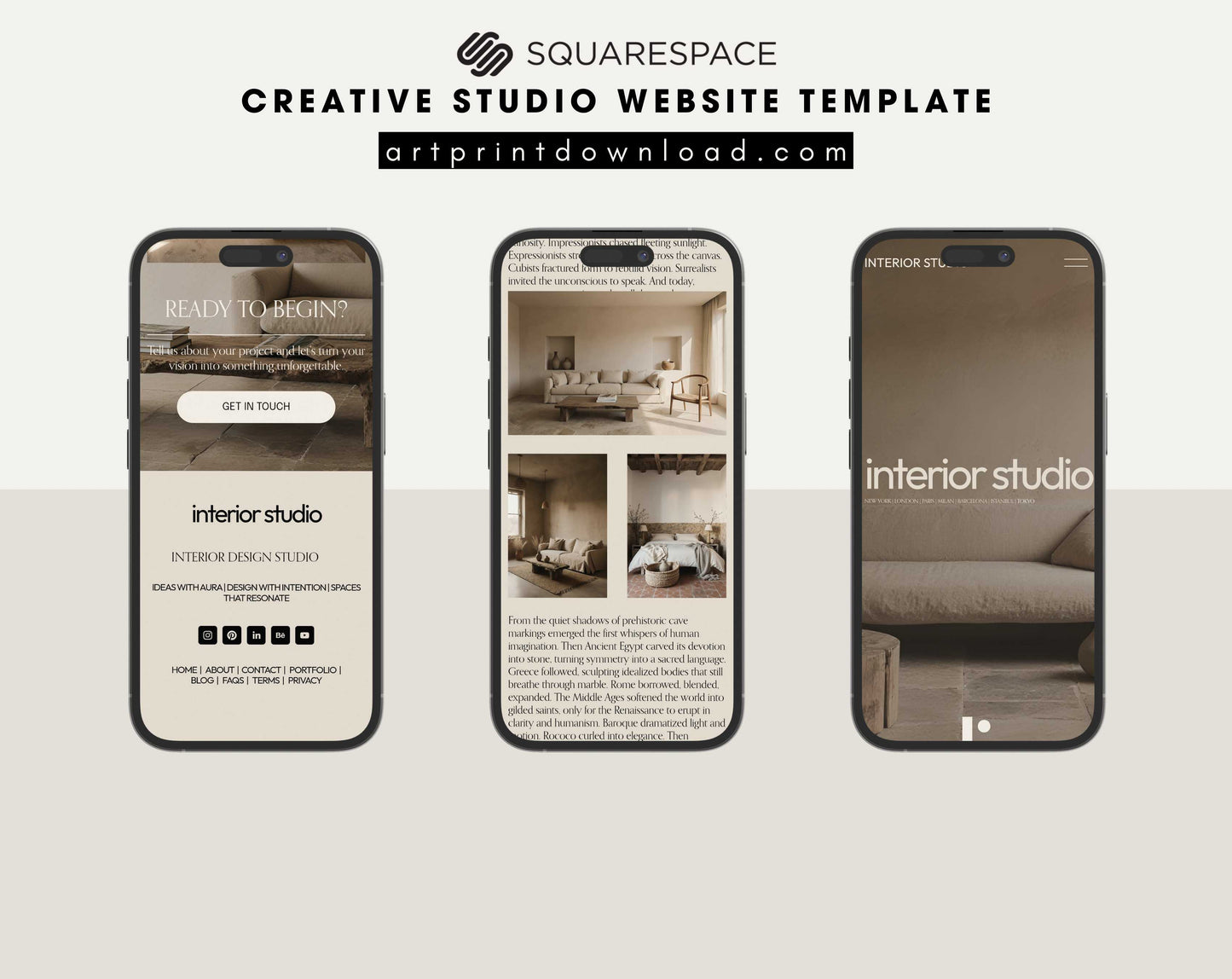 Squarespace Website Template for Creative Studios | ArtPrintDowload