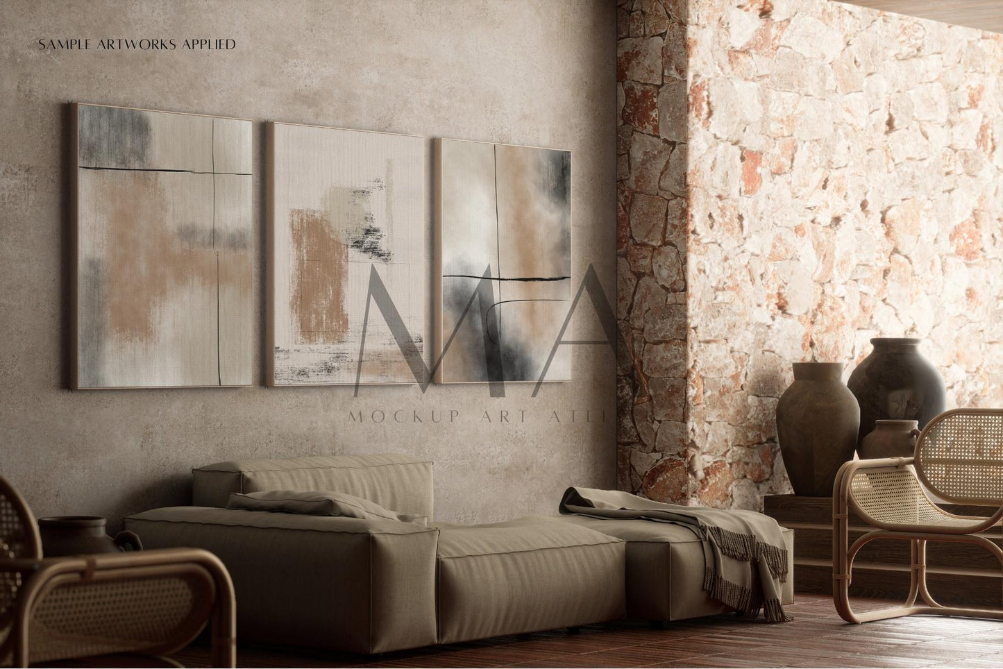 Japandi Frame Mockup Bundle, 9 Interior Mockups for Poster Shop, No.2