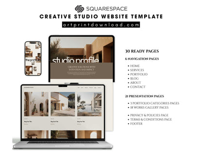 Squarespace Website Template for Creative Studios | ArtPrintDowload