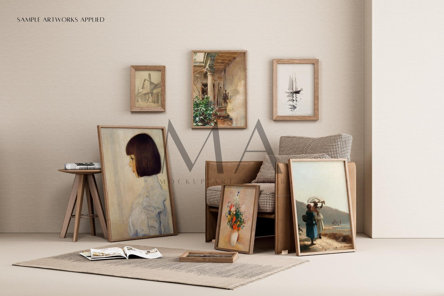 Vintage Gallery Frame Mockup Bundle, 9 Piece-Frame Mockup Pack, V.3