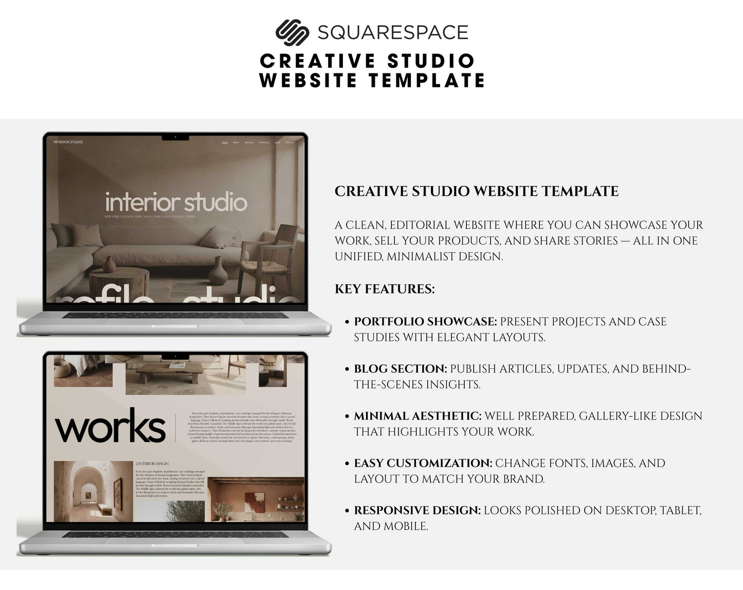 Squarespace Website Template for Creative Studios | ArtPrintDowload