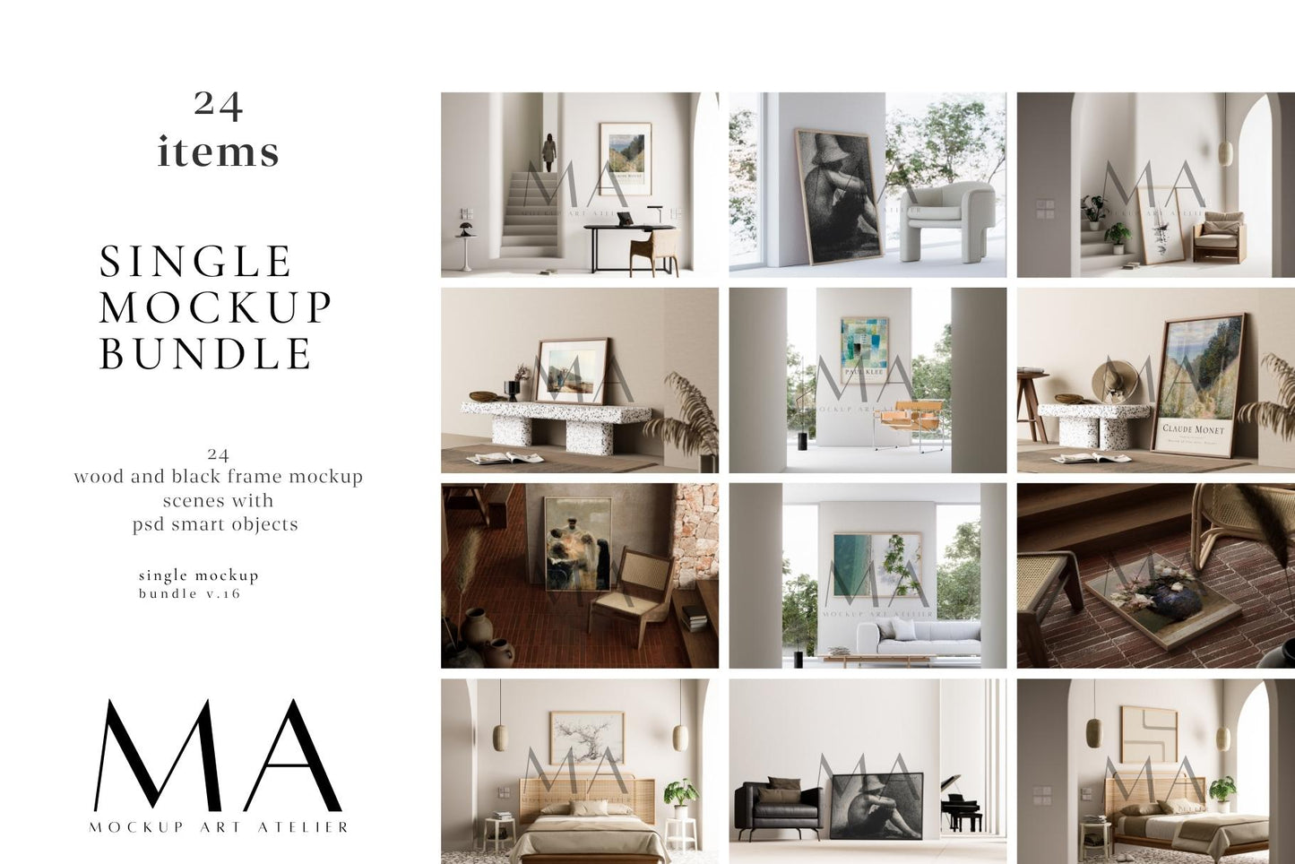 24 Single Frame Mockup Bundle, V.16