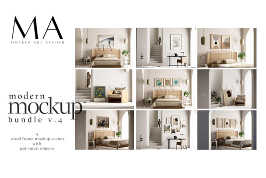 Boho Frame Mockup Bundle, Minimalist Interior Wall Art Mockup, V.4