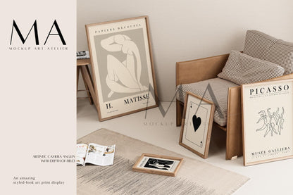 24 Vintage Interior Frame Mockup, Wall Art Frame Mockup Bundle, V.13