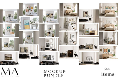 24 Piece-Minimalist Frame Mockup Bundle, Modern Wall Art Interior Mockups, V.14