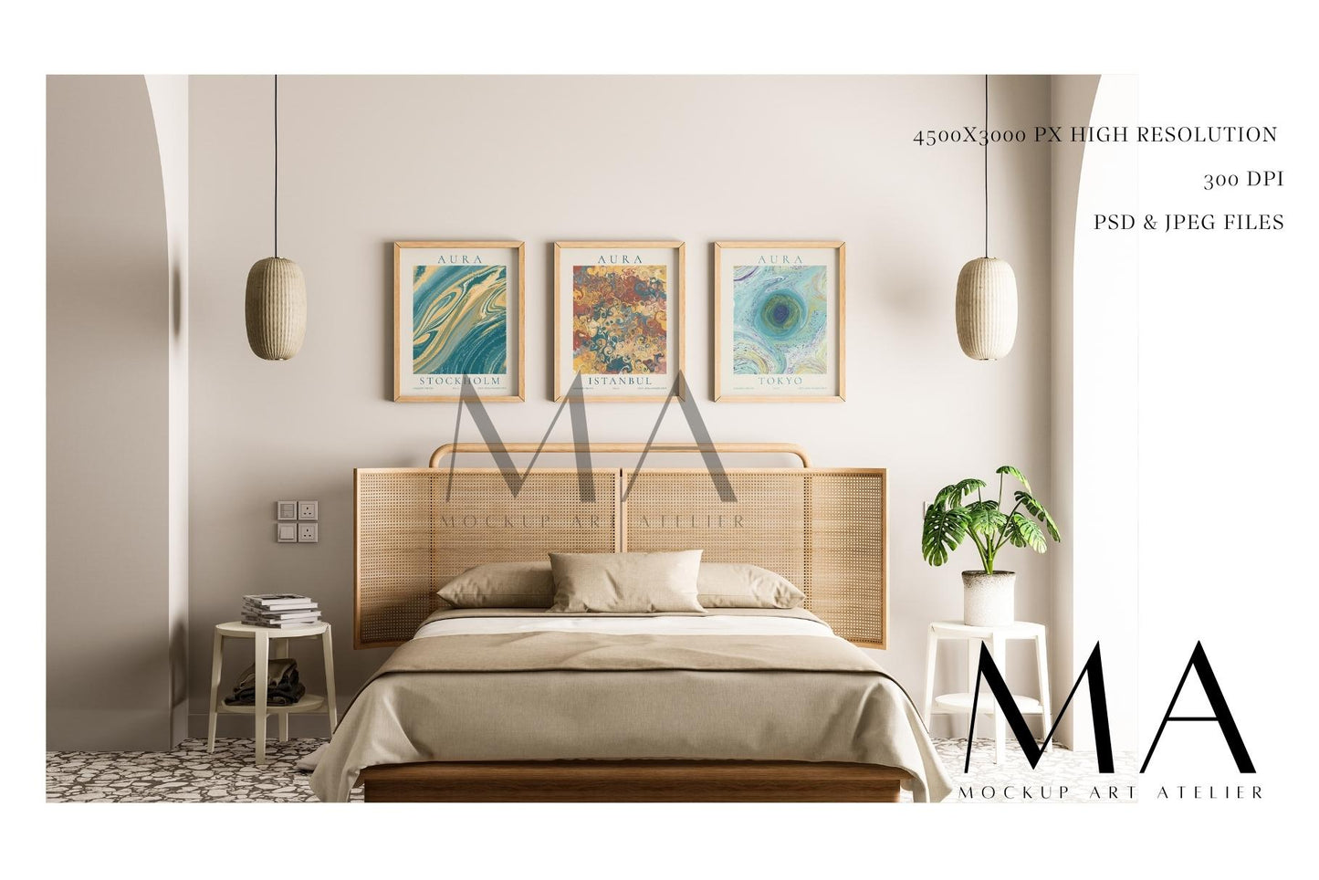 Boho Frame Mockup Bundle, Minimalist Interior Wall Art Mockup, V.4