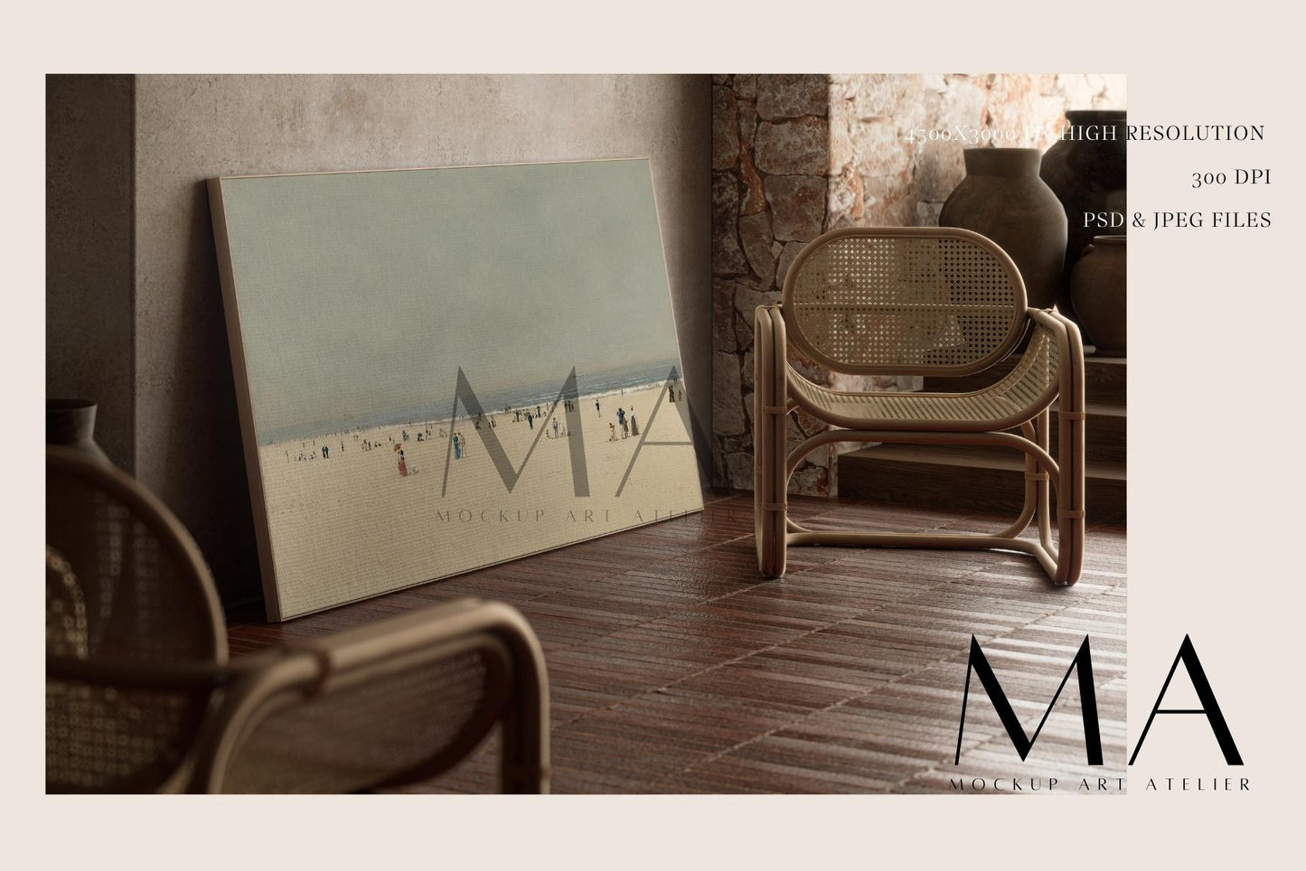 Japandi Frame Mockup Bundle, 9 Interior Mockups for Poster Shop, No.2