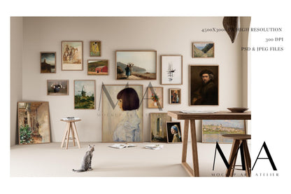 Vintage Gallery Frame Mockup Bundle, 9 Piece-Frame Mockup Pack, V.3