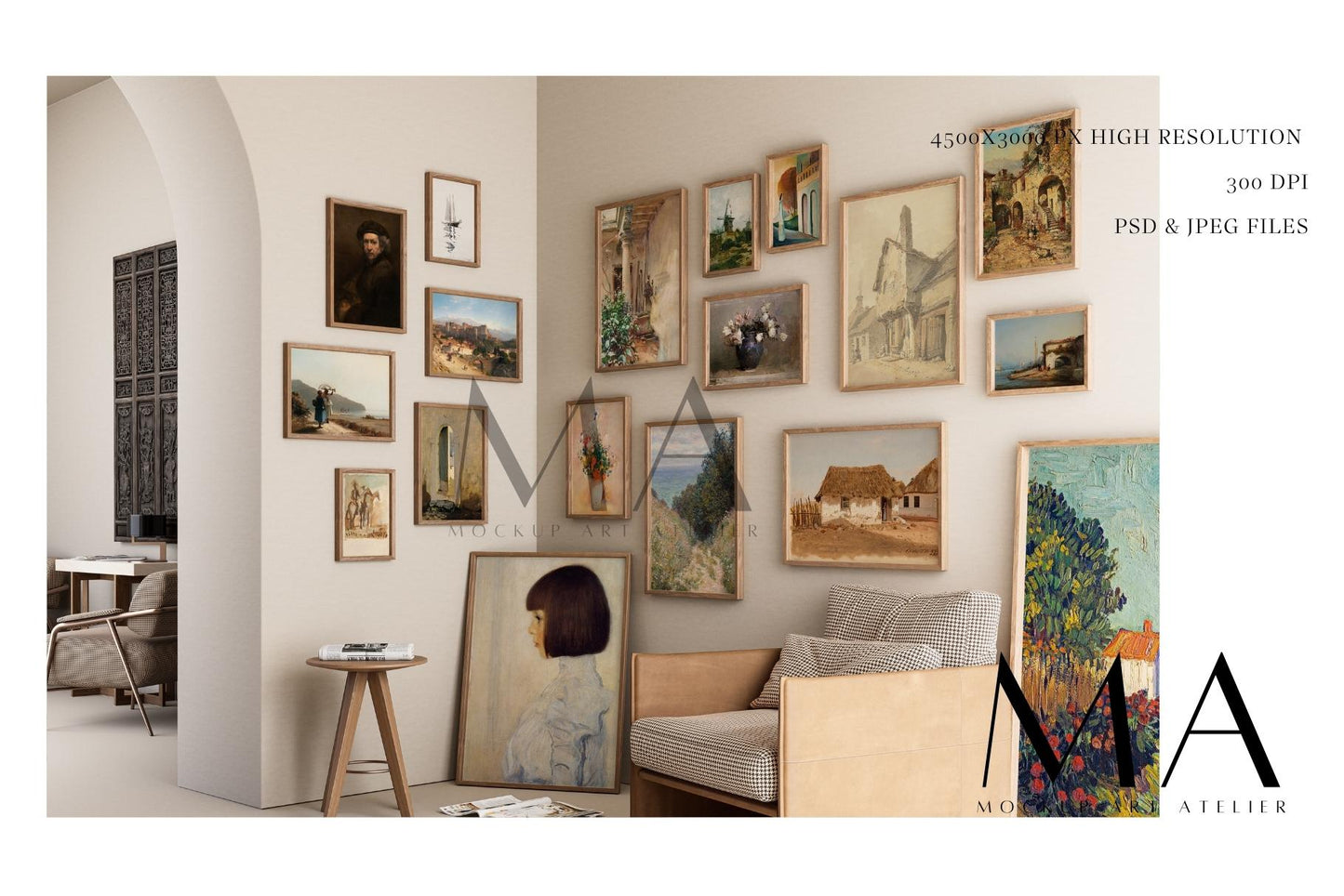 24 Vintage Interior Frame Mockup, Wall Art Frame Mockup Bundle, V.13