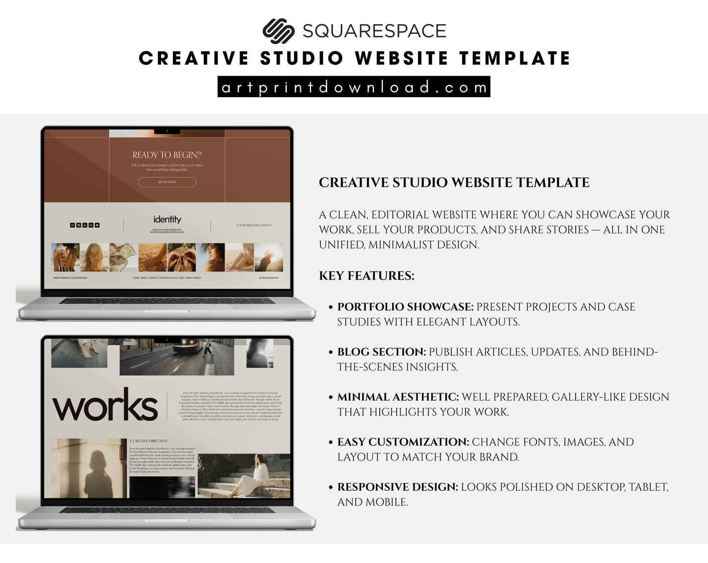Creative Studio Website Template for Squarespace