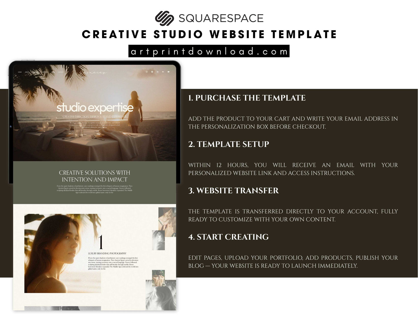 Creative Studio Website Template for Squarespace