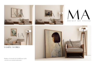 Vintage Gallery Frame Mockup Bundle, 9 Pieces of Interior Poster Mockups, No.1