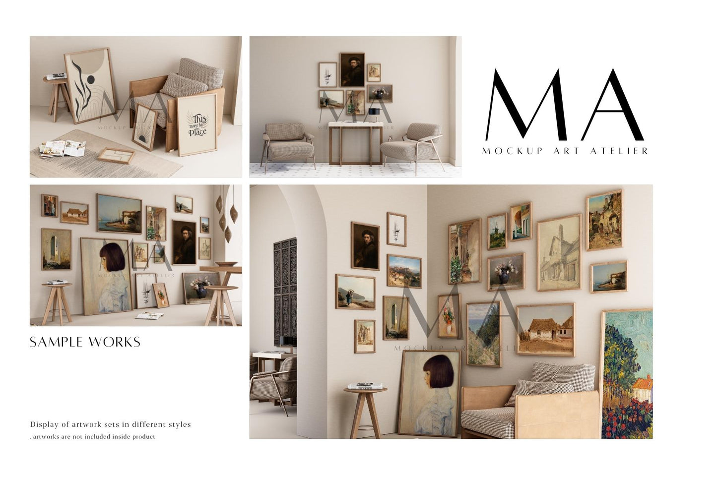 Vintage Gallery Frame Mockup Bundle, 9 Piece-Frame Mockup Pack, V.3