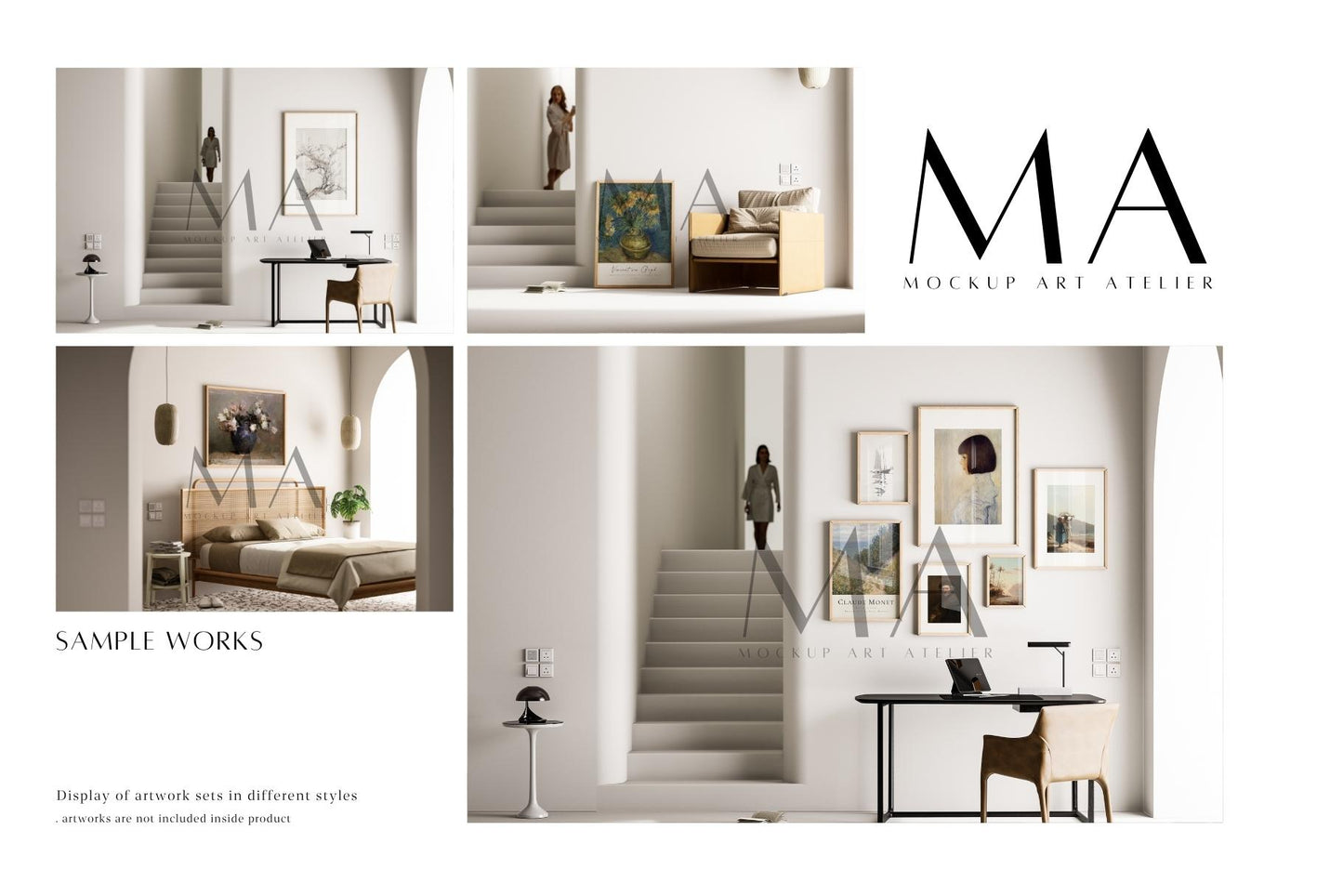 Boho Frame Mockup Bundle, Minimalist Interior Wall Art Mockup, V.4