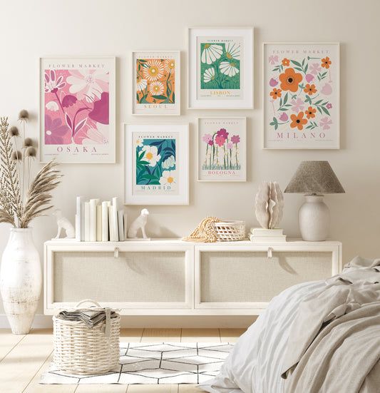 Flower Market Set of 6 Wall Art, Digital Download Floral Poster Set