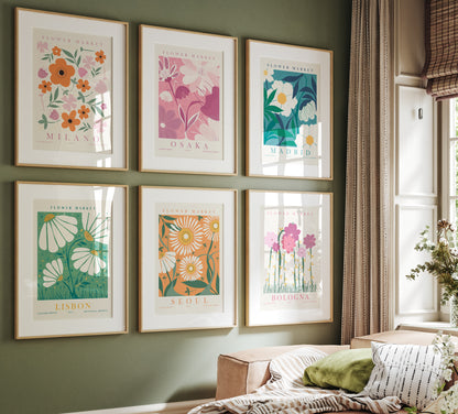 Flower Market Set of 6 Wall Art, Digital Download Floral Poster Set