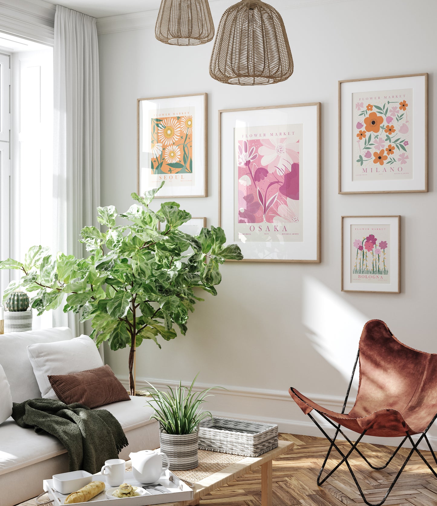 Flower Market Set of 6 Wall Art, Digital Download Floral Poster Set