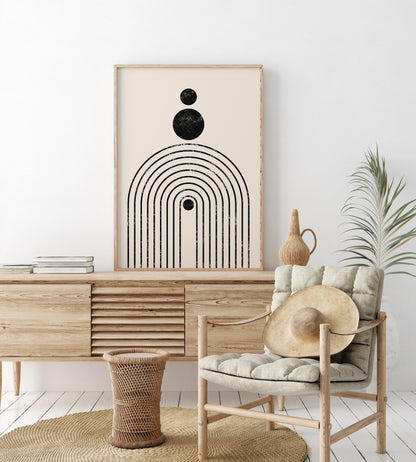 Black and Beige Abstract Geometric Wall Art Set, Digital Download Apartment Decor Posters, Set of 3 Cozy Art Prints