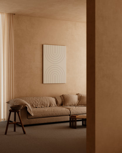 Boho Beige Abstract Wall Art Set, Scandinavian Apartment Decor, Digital Download, 3 Pieces of Modern Geometric Posters