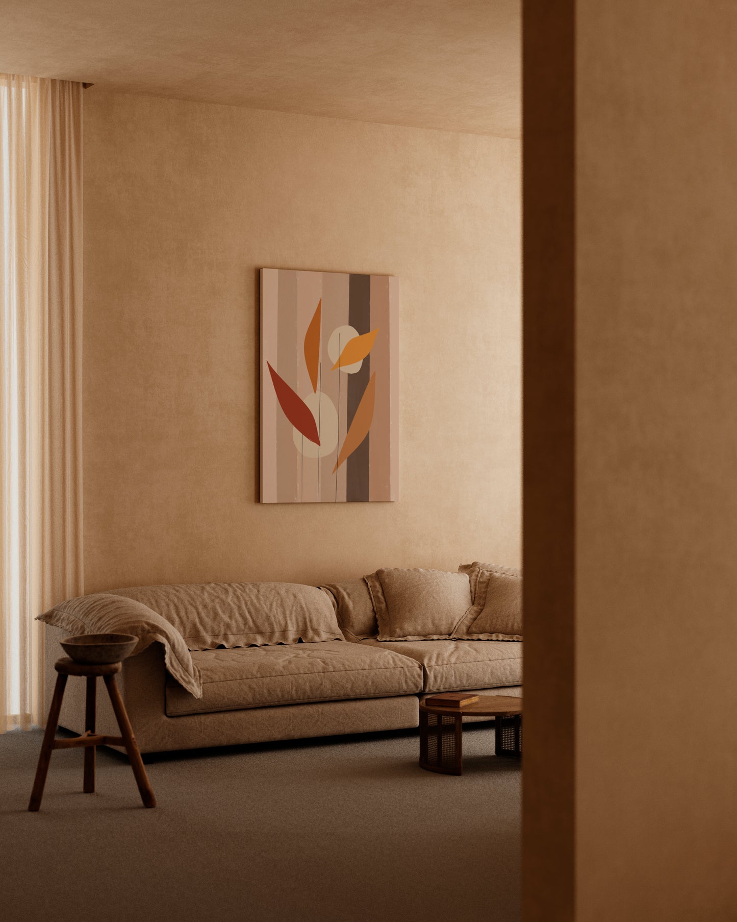 Boho Abstract Apartment Wall Decor Set, Digital Download Japandi Posters, Set of 3 Wabi Sabi Home Decor