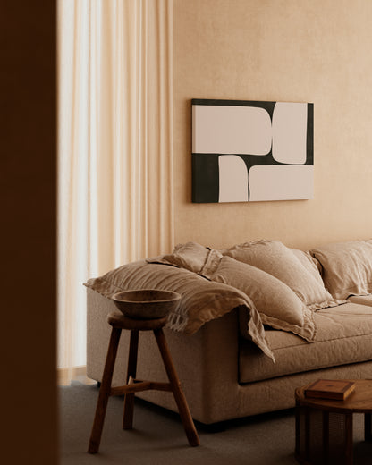 Black and Beige Japandi Wall Art Set, Boho Apartment Decor, Digital Download Abstract Poster Set of 3