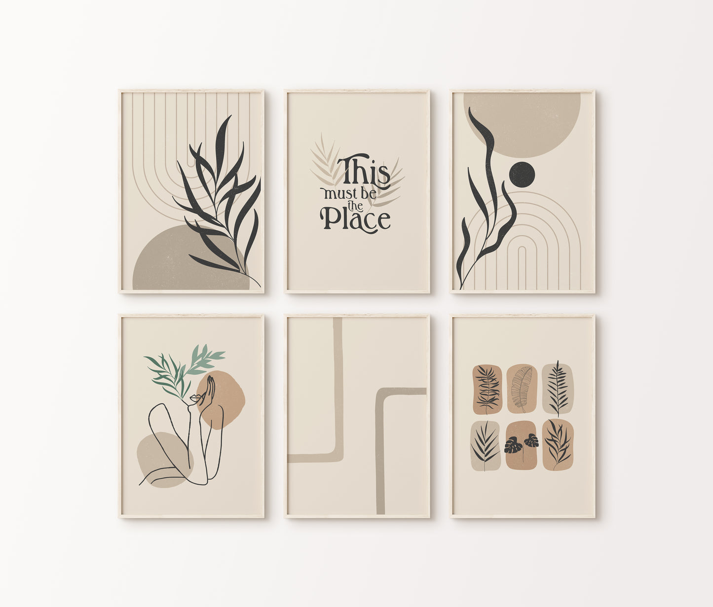 Boho Abstract Wall Art Set, Set of 6 Bohemian Posters