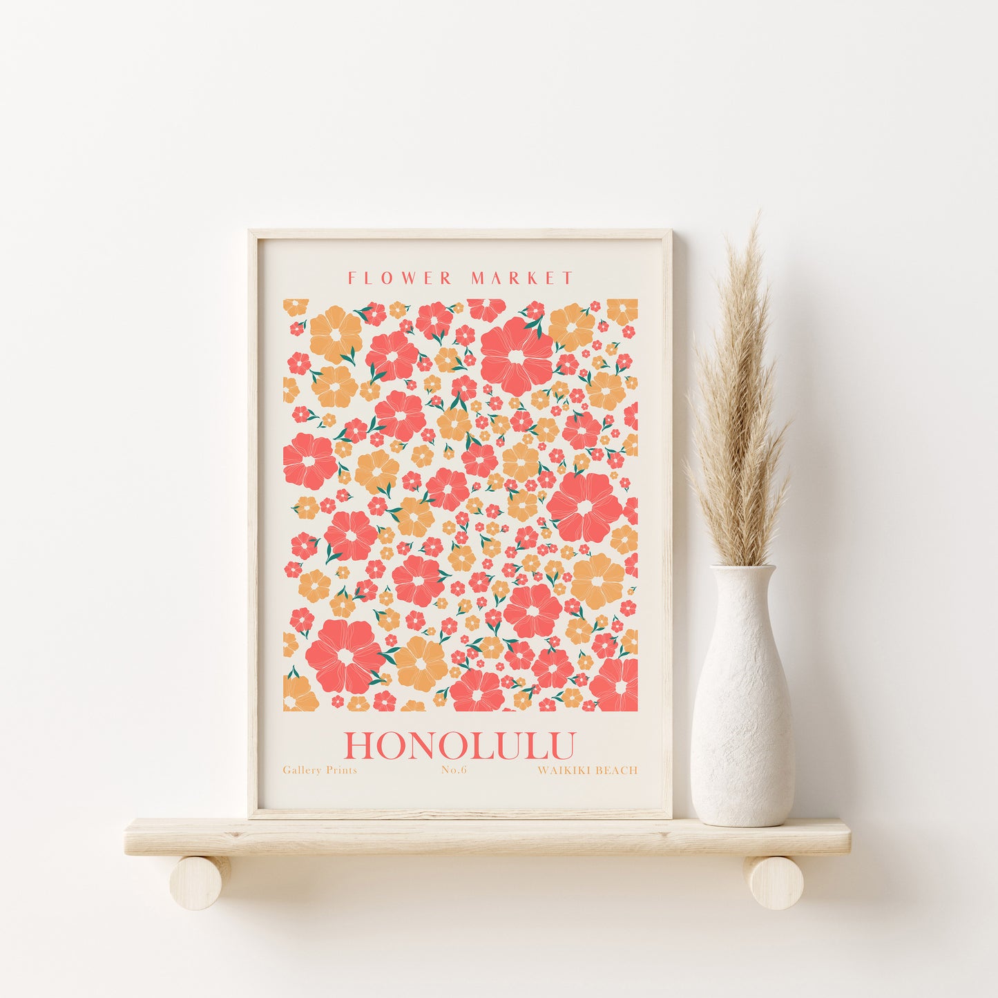 Set of 6 Flower Room Decor Prints, Flower Market Wall Art, Flower Home Decor Posters, Digital Download