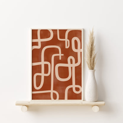 Boho Abstract Apartment Wall Decor Set, Digital Download Japandi Posters, Set of 3 Wabi Sabi Home Decor