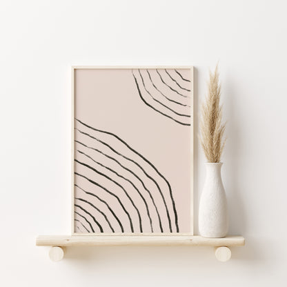 Black and Beige Japandi Wall Art Set, Boho Apartment Decor, Digital Download Abstract Poster Set of 3