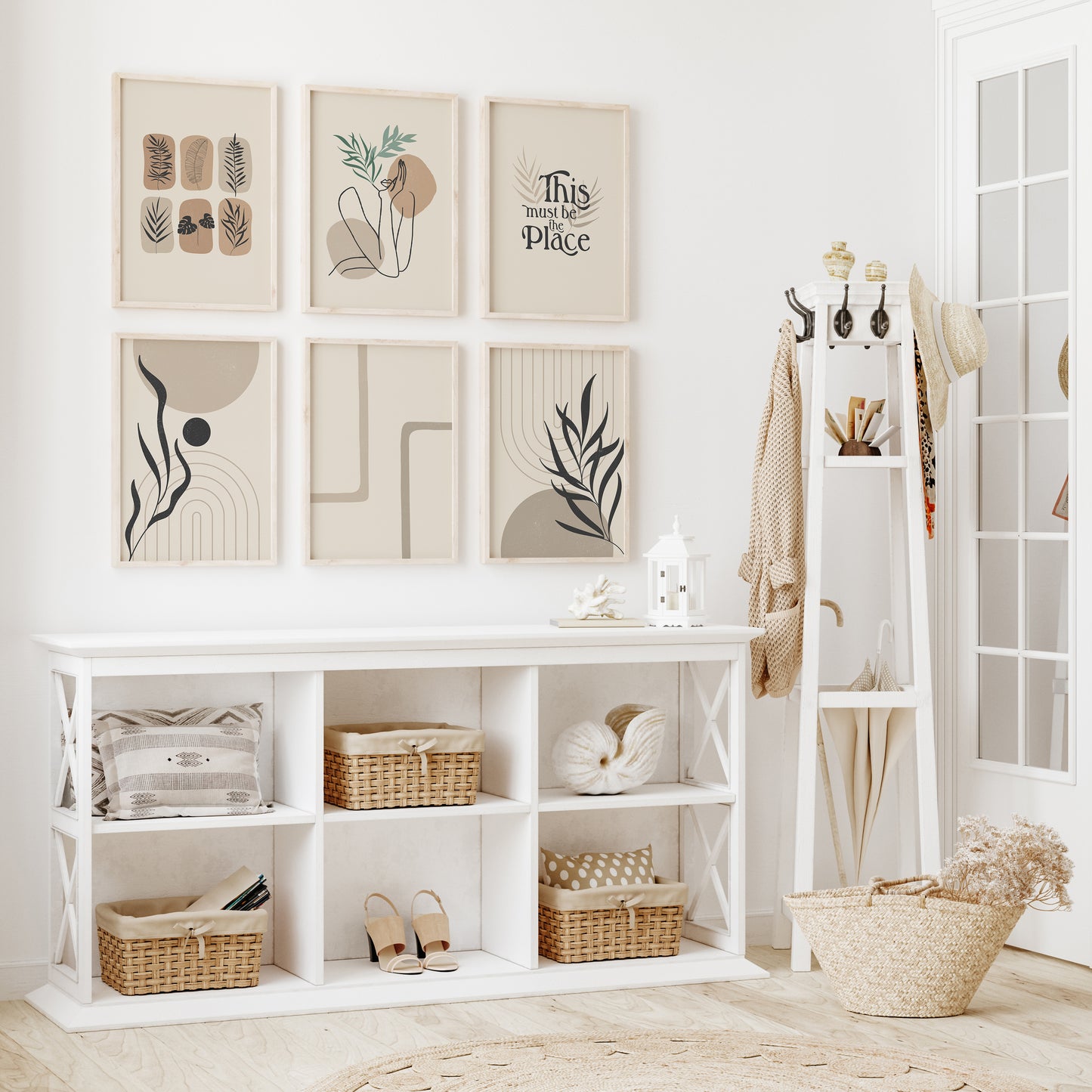 Boho Abstract Wall Art Set, Set of 6 Bohemian Posters