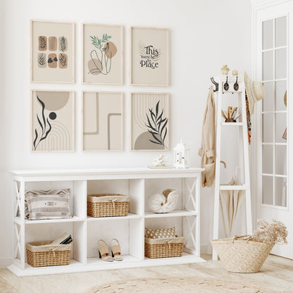 Boho Abstract Wall Art Set, Set of 6 Bohemian Posters