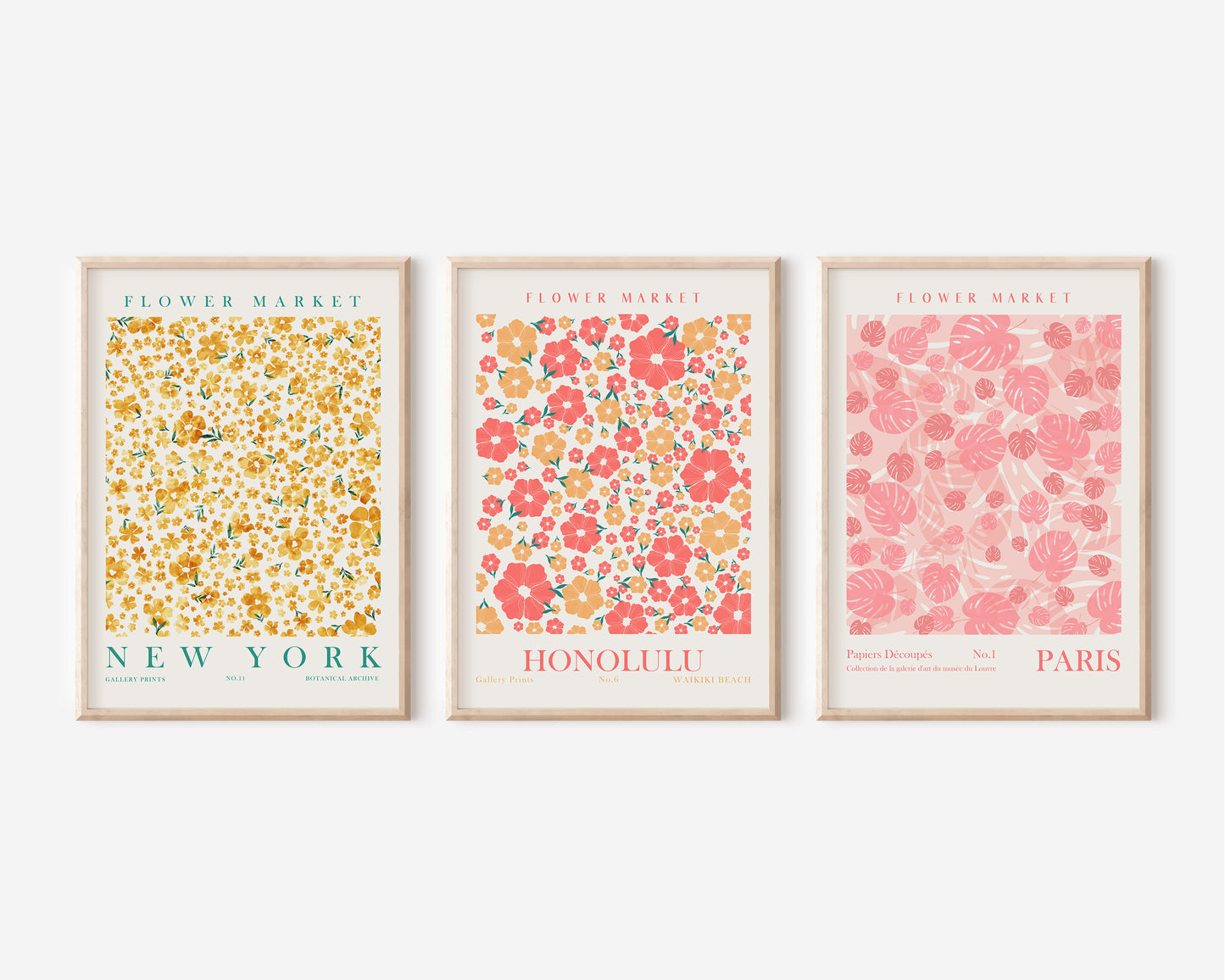 Colorful Flower Wall Decor Set, Digital Download Flower Wall Art, Set of 3 Digital Prints, Madrid, Paris Posters, Botanical Bedroom Wall Collage