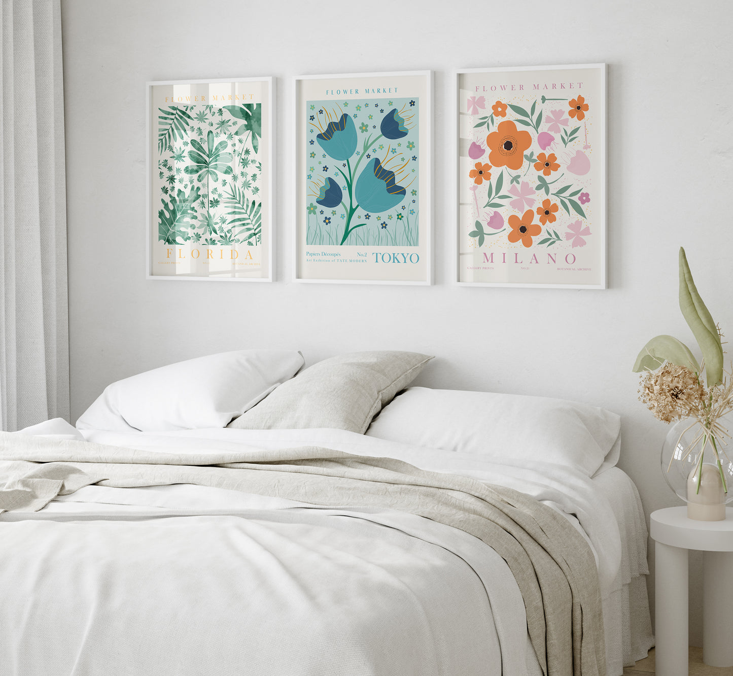 Set of 6 Flower Room Decor Prints, Flower Market Wall Art, Flower Home Decor Posters, Digital Download