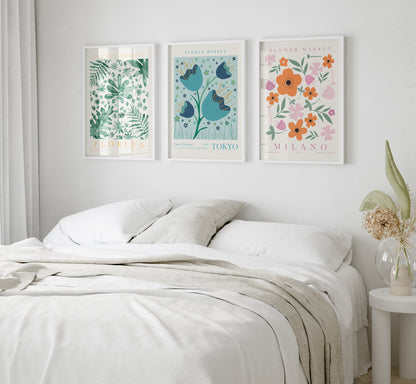 Set of 6 Flower Room Decor Prints, Flower Market Wall Art, Flower Home Decor Posters, Digital Download