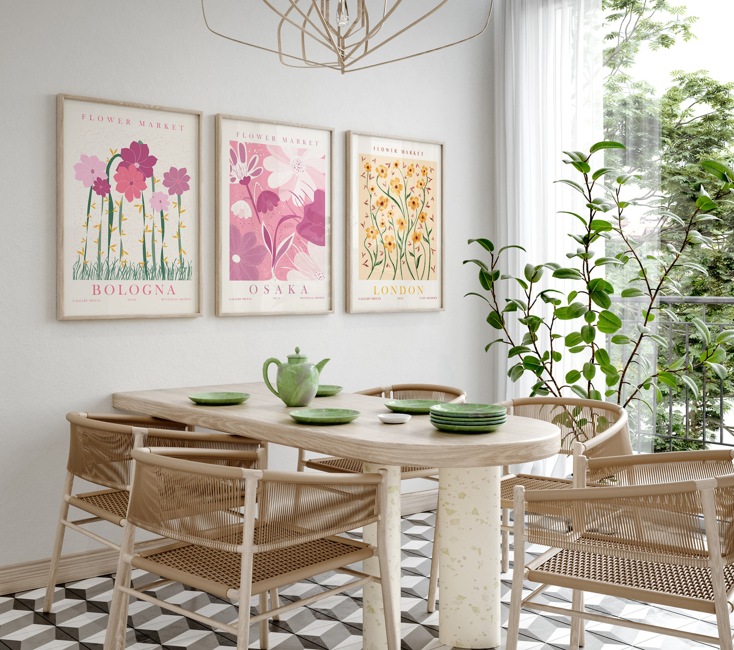 Set of 9 Flower Wall Art, Flower Market Home Decor, Digital Download