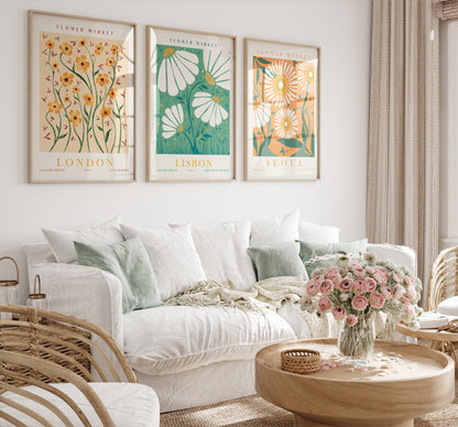 Flower Market Set of 6 Posters, Flower Wall Art Set, Digital Download Botanical Wall Decor