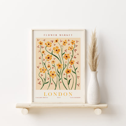 Flower Market Prints, Set of 3 Wall Art, Floral Apartment Wall Decor, Florence, London, Tokyo Flower Digital Posters