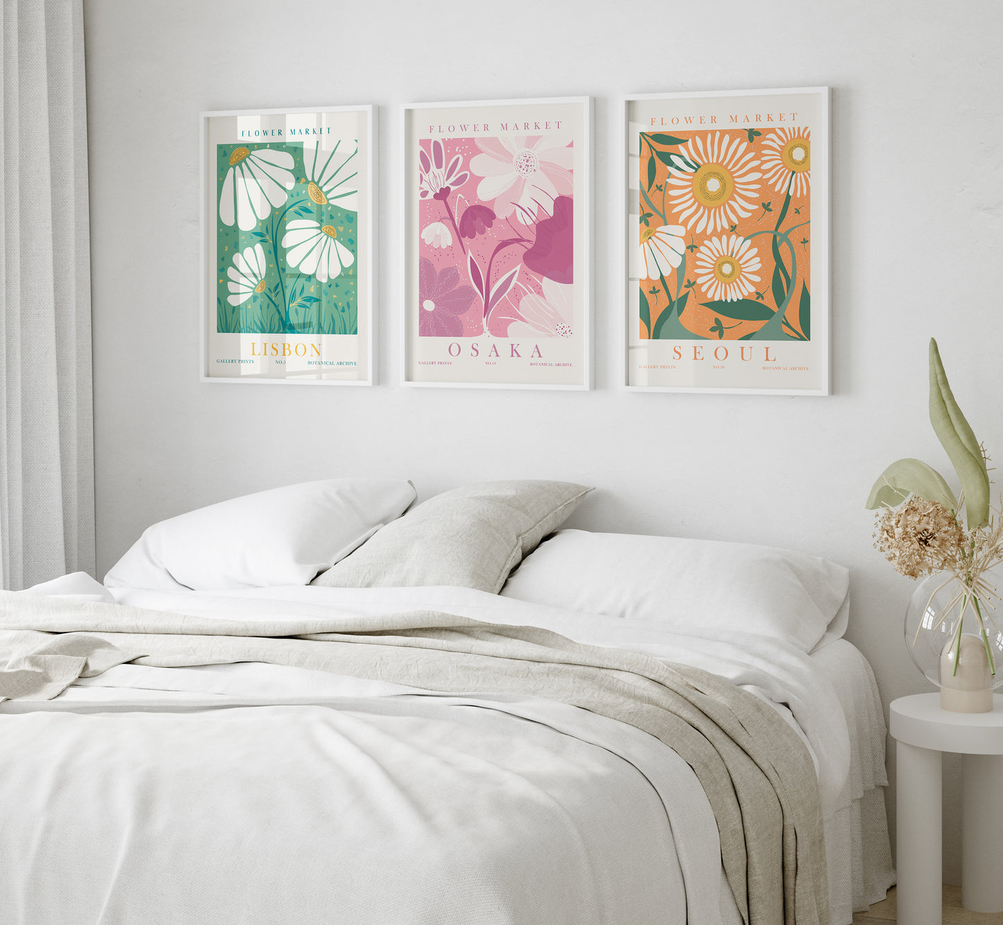 Flower Market Set of 6 Posters, Flower Wall Art Set, Digital Download Botanical Wall Decor