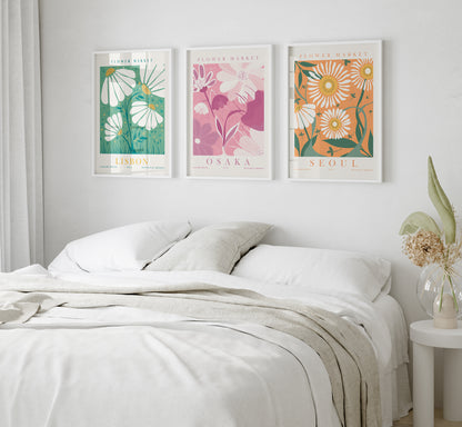 Flower Market Set of 6 Posters, Flower Wall Art Set, Digital Download Botanical Wall Decor