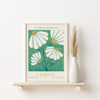 Orange Green Flower Wall Art Set, 3 Pieces of Digital Floral Wall Decor, Lisbon, Milano, Seoul Posters, Flower Market Travel Prints