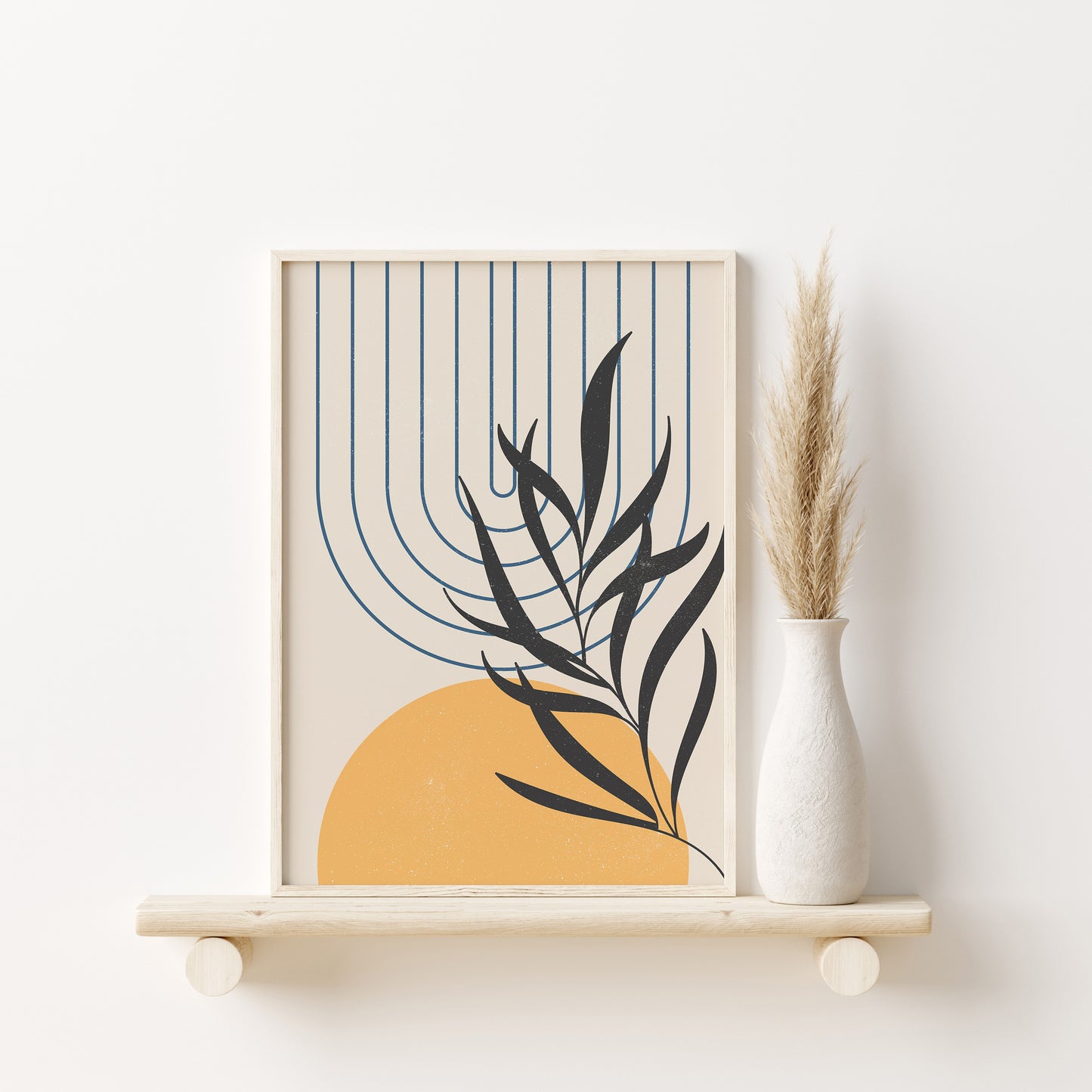 Boho 3 Pieces of Posters Wall Decor, Orange Yellow Wall Art, Boho Sun Art Print, Mid Century Modern