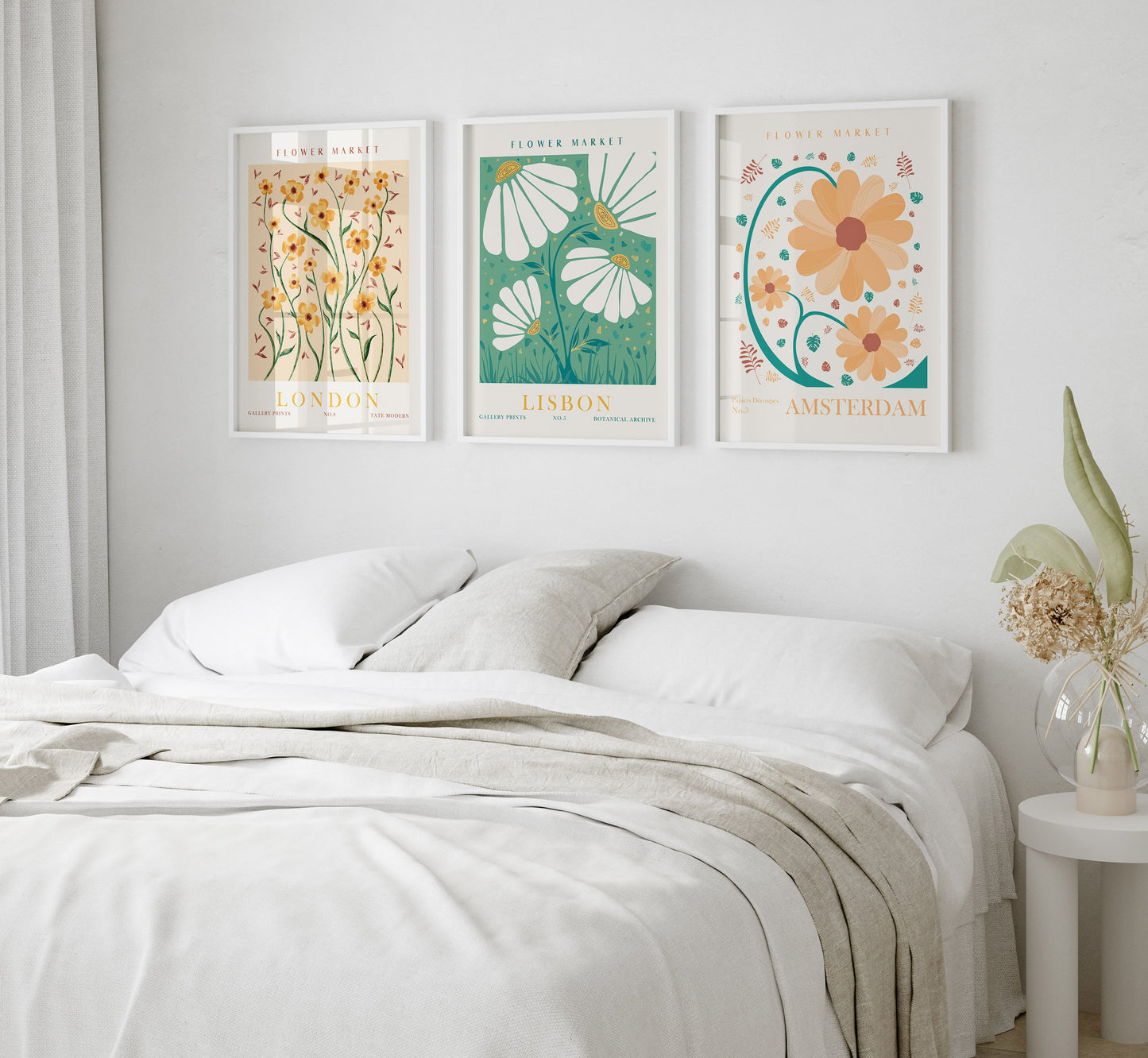 Flower Market Set of 9 Wall Art, Retro Flower Room Decor, Digital Download