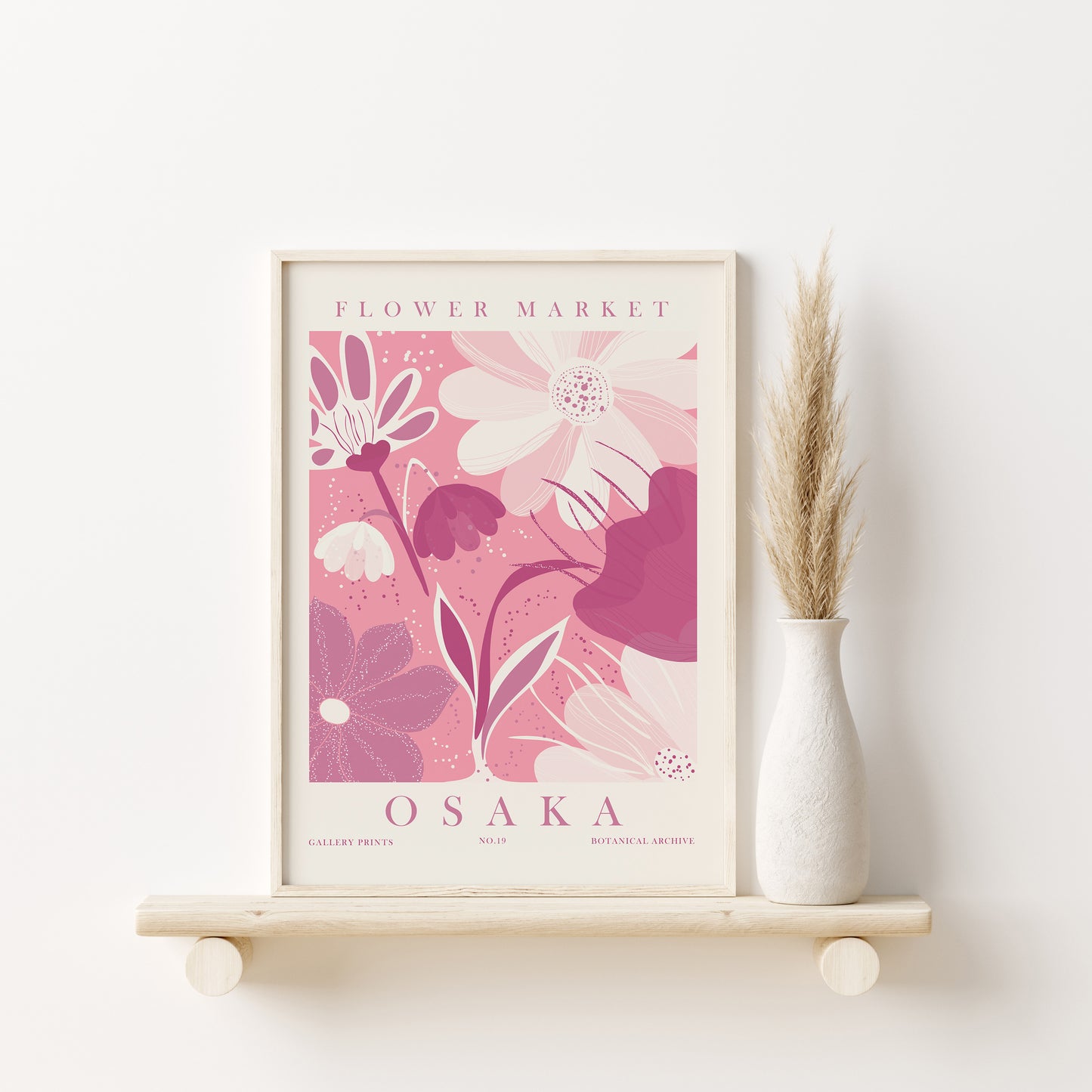 Pink Flower Wall Art Set of 3 Posters, Flower Market Art Prints, Floral Home Decor, Digital Download, Bologna, Osaka, Paris Prints
