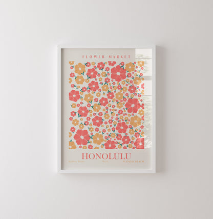 Flower Market Wall Art Set, 3 Pieces of Flower Wall Decor, Digital Download Floral Wall Decor, Madrid, Honolulu, New York Posters