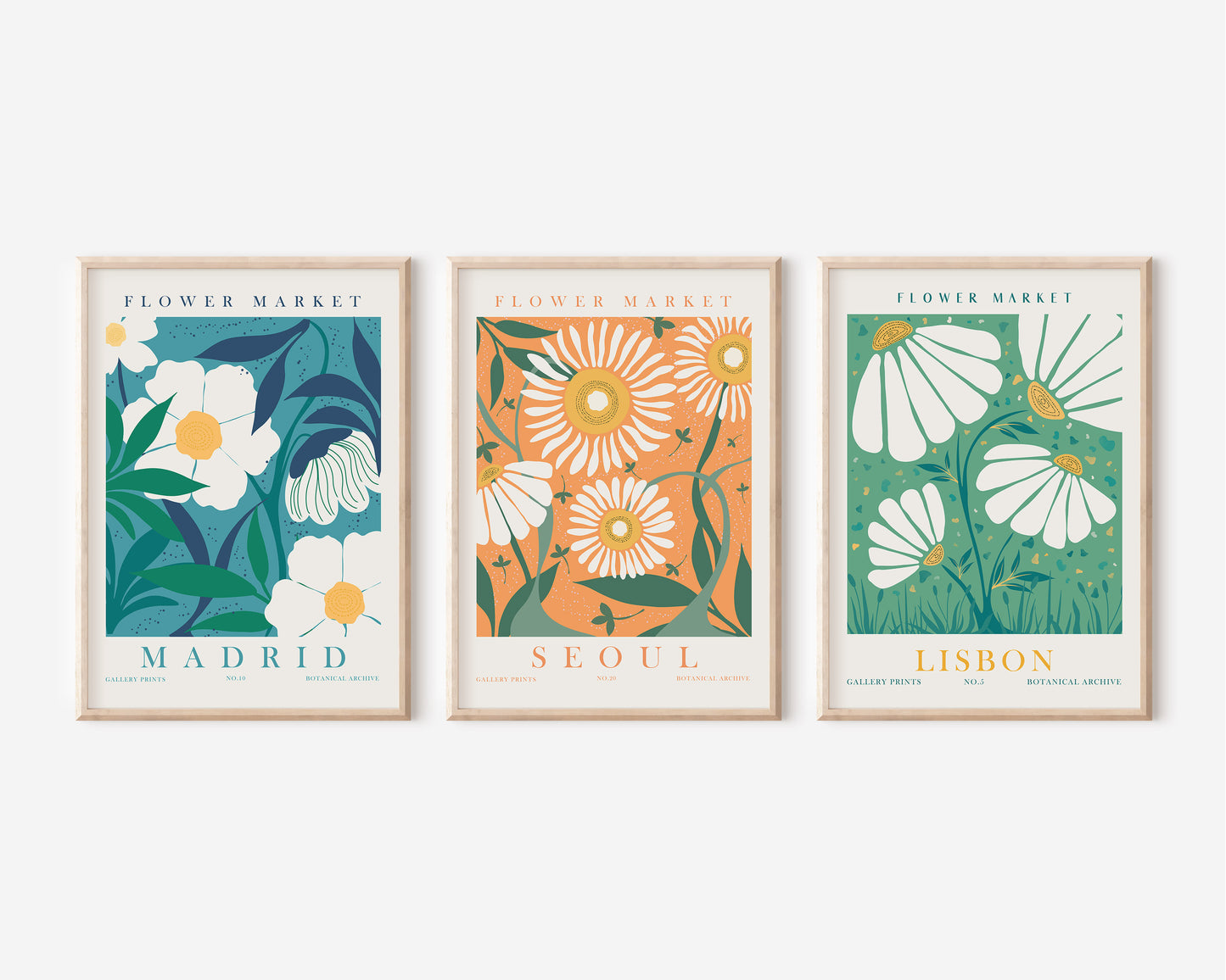Flower Market Set of 6 Posters, Flower Wall Art Set, Digital Download Botanical Wall Decor