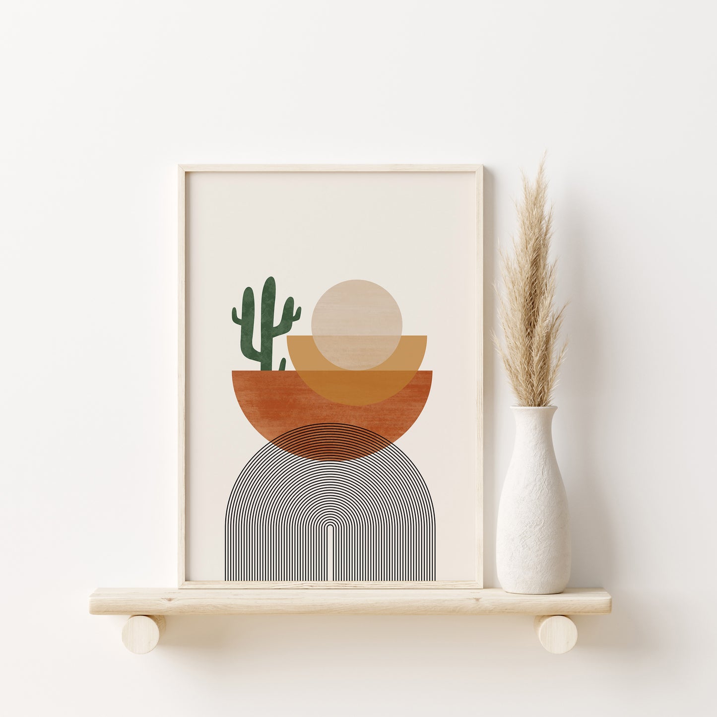 Abstract Boho Wall Art Set, Orange Yellow Blue Wall Decor Prints, Set of 3 Posters, Digital Download