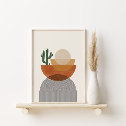 Abstract Boho Wall Art Set, Orange Yellow Blue Wall Decor Prints, Set of 3 Posters, Digital Download