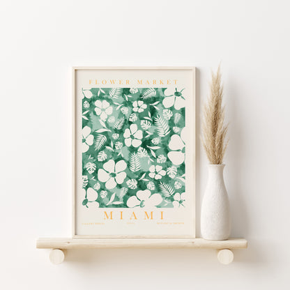 Tropical Flower Market Wall Art Set, Digital Download Flower Home Decor, Miami, Hawaii, Florida Posters, Set of 3 Art Prints