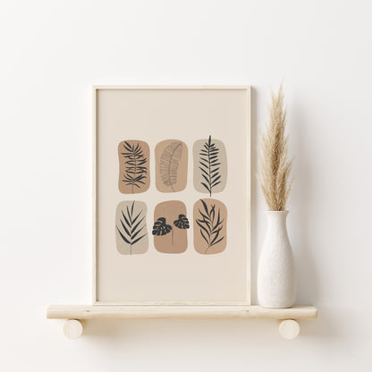 Boho Abstract Wall Art Set, Set of 6 Bohemian Posters